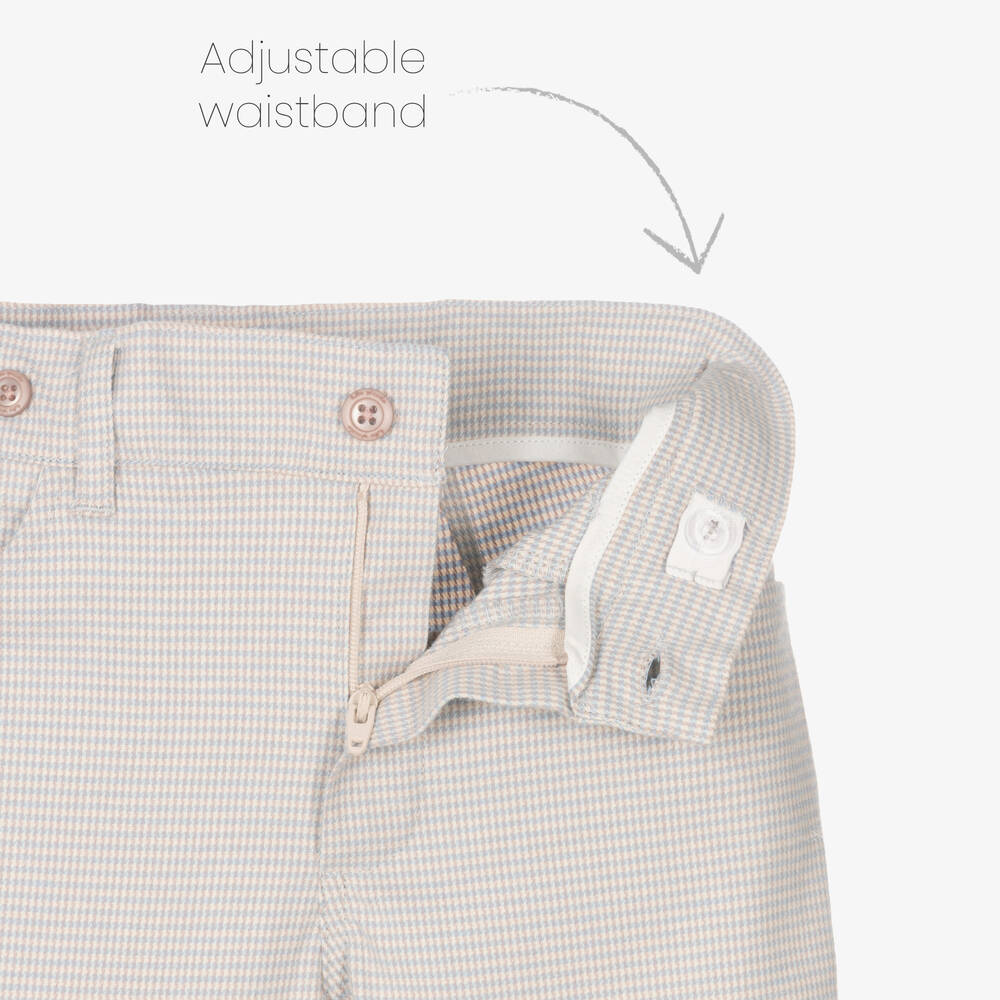 Tutto Piccolo-طقم بنطلون مزيج قطن لون أزرق وبيج | Childrensalon Outlet