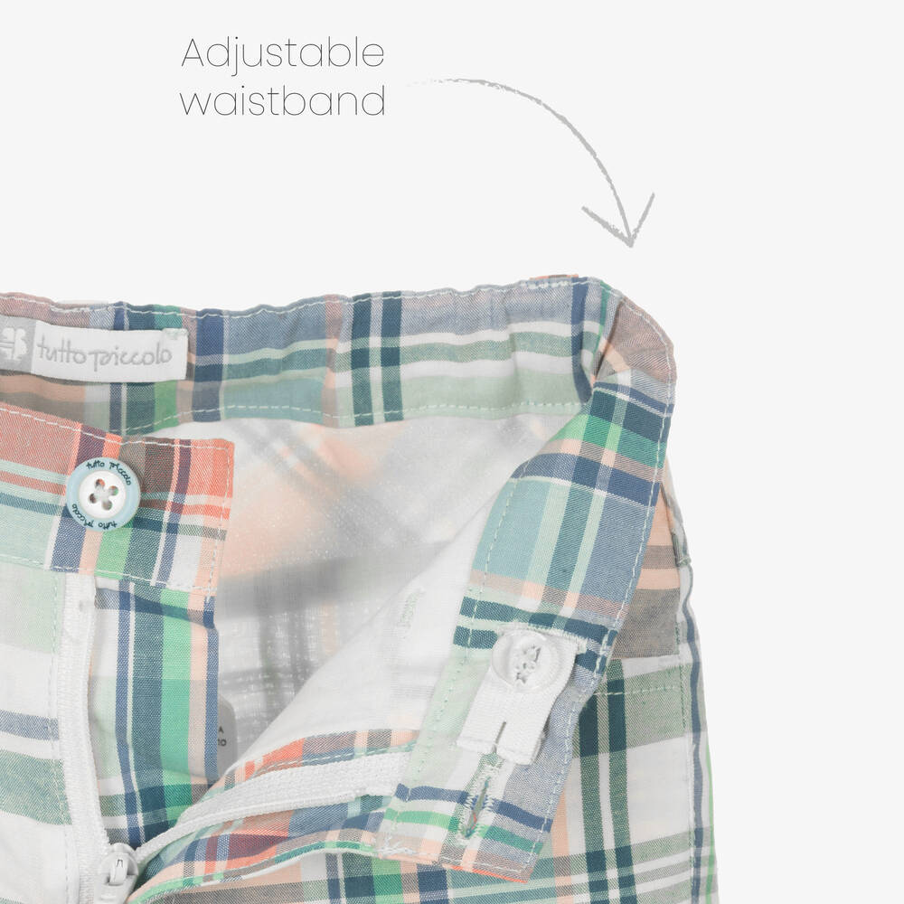 Tutto Piccolo-Boys Blue Check Cotton Shorts Set | Childrensalon Outlet
