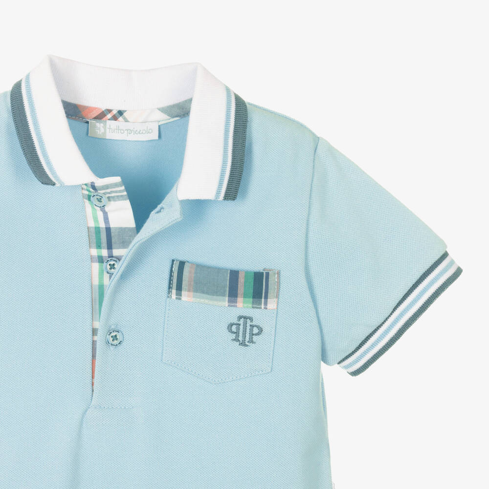 Tutto Piccolo-Boys Blue Check Cotton Shorts Set | Childrensalon Outlet