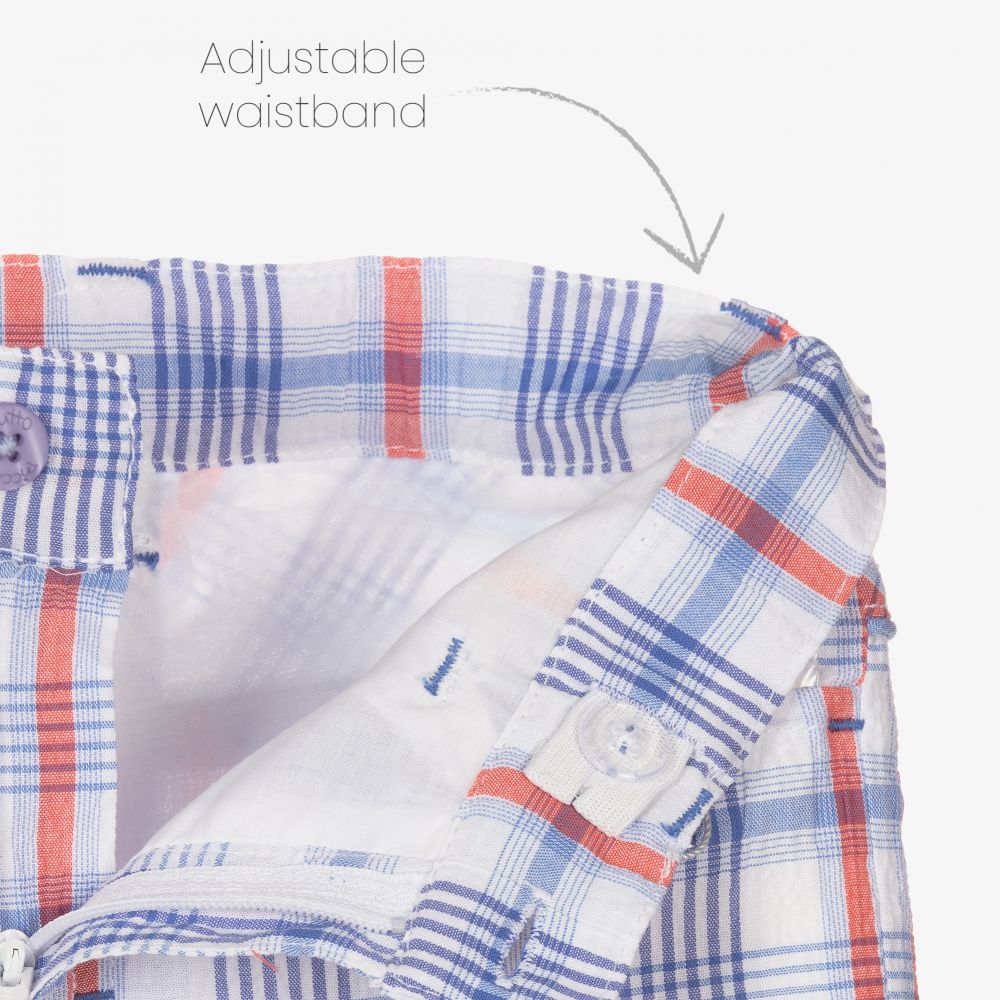 Tutto Piccolo-طقم شورت قطن لون أبيض وأزرق للأولاد | Childrensalon Outlet