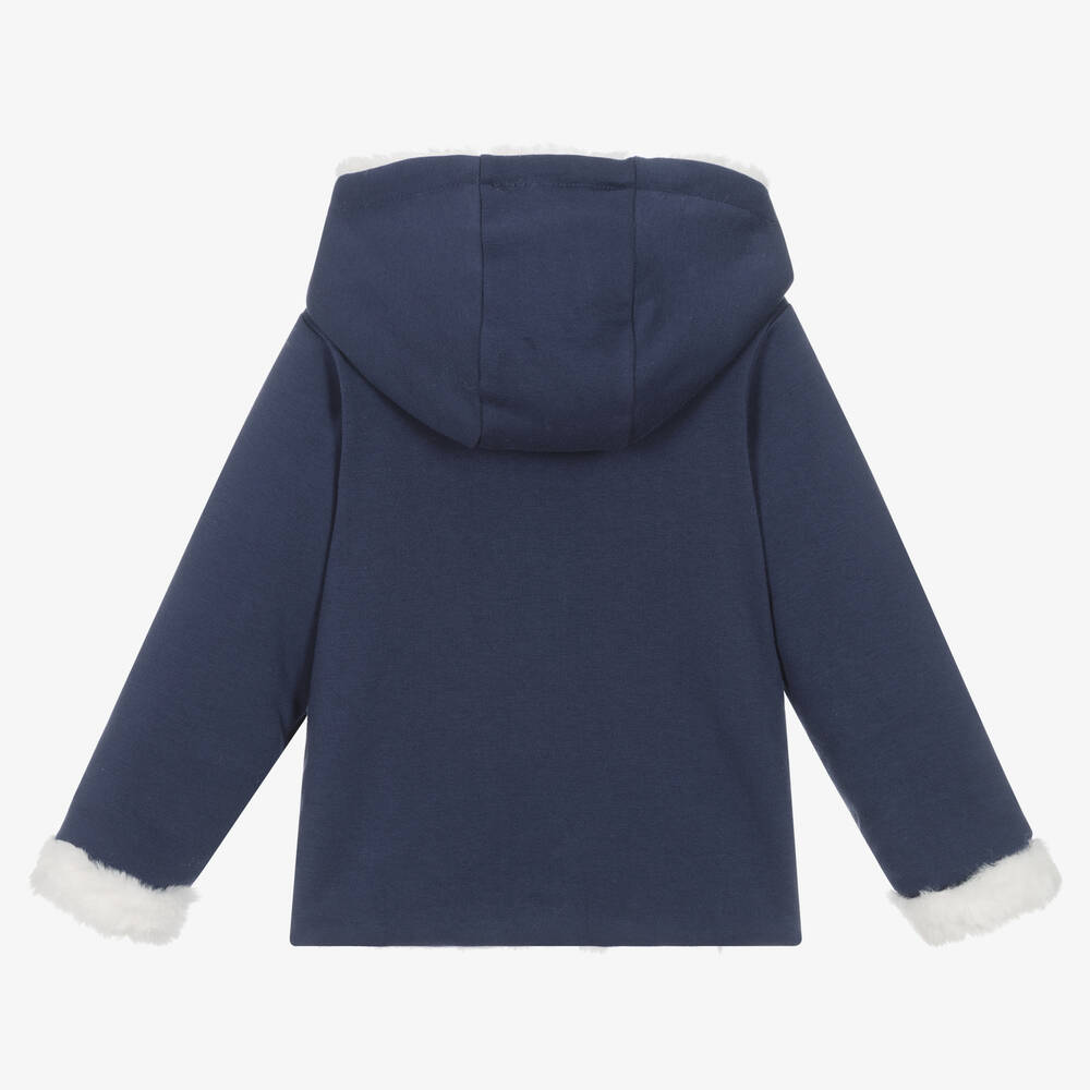 Tutto Piccolo-Boys Blue Cotton & Faux Fur Hooded Jacket | Childrensalon Outlet