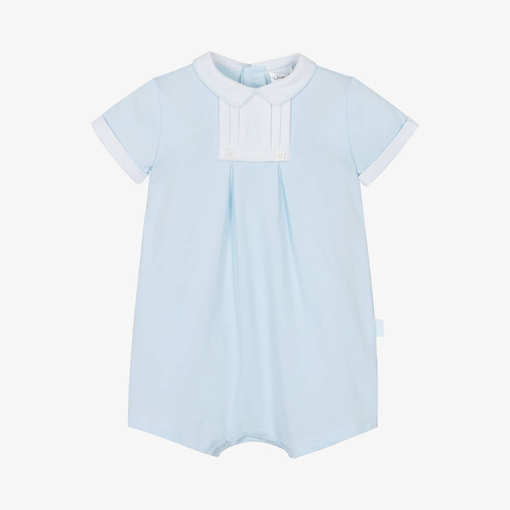 Tutto Piccolo-Boys Blue Cotton Romper | Childrensalon Outlet