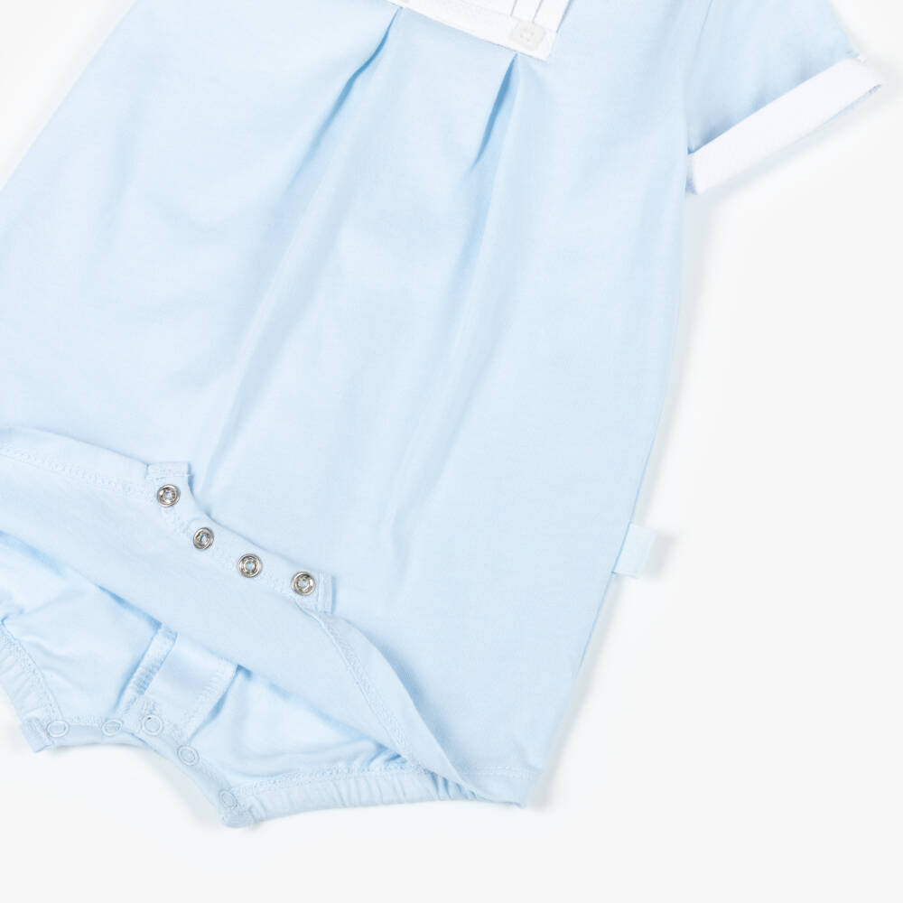 Tutto Piccolo-Boys Blue Cotton Romper | Childrensalon Outlet