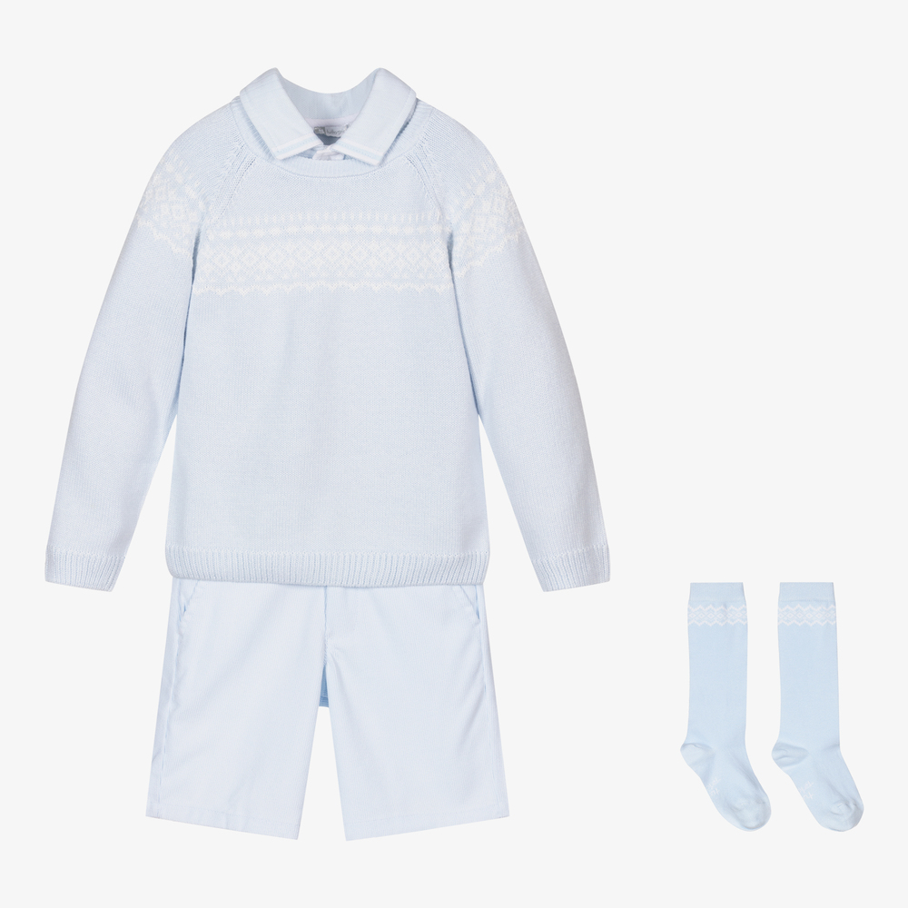 Tutto Piccolo - Голубой хлопковый комплект с шортами для мальчиков | Childrensalon