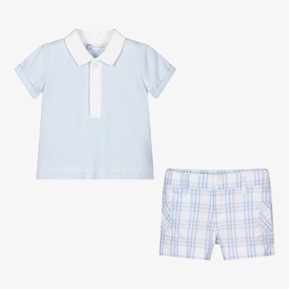 Tutto Piccolo-Голубой топ и шорты из хлопка для мальчиков | Childrensalon Outlet