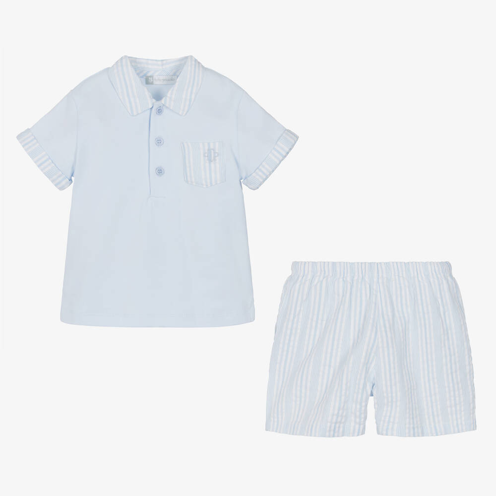 Tutto Piccolo-Boys Blue Cotton Shorts Set | Childrensalon Outlet
