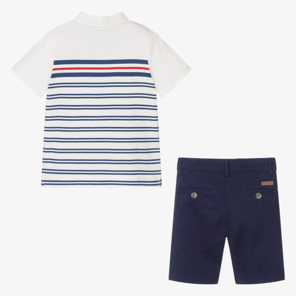 Tutto Piccolo-Boys Blue Cotton Shorts Set | Childrensalon Outlet
