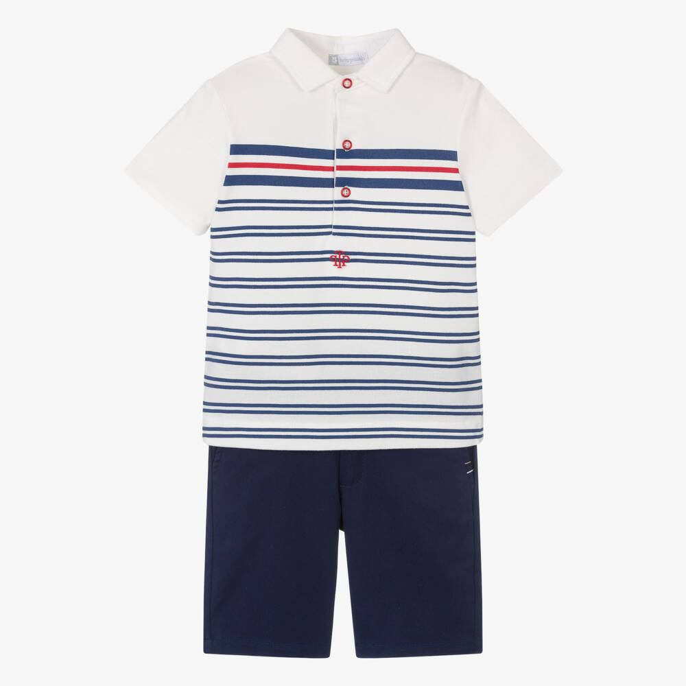 Tutto Piccolo-Boys Blue Cotton Shorts Set | Childrensalon Outlet