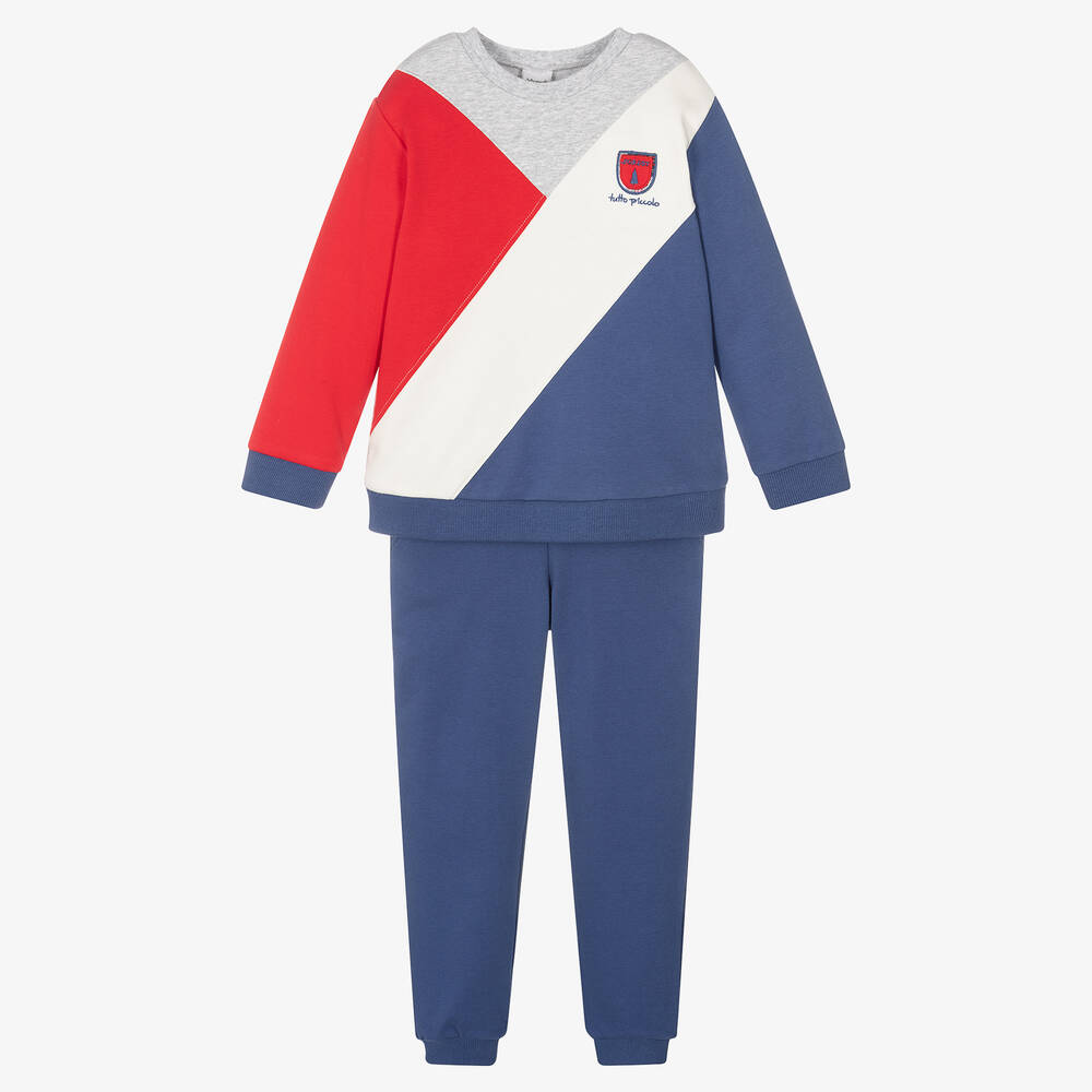 Tutto Piccolo - Boys Blue Cotton Tracksuit | Childrensalon