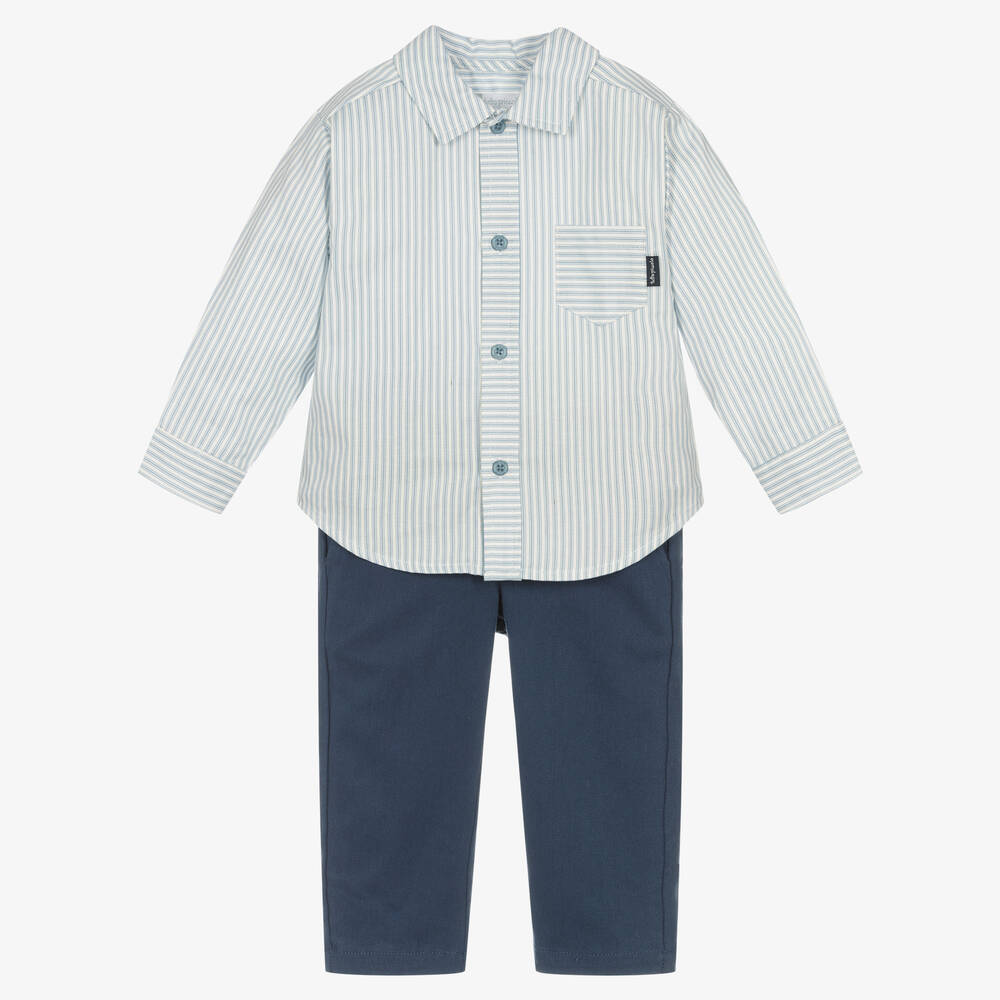 Tutto Piccolo - Boys Blue Cotton Trouser Set | Childrensalon