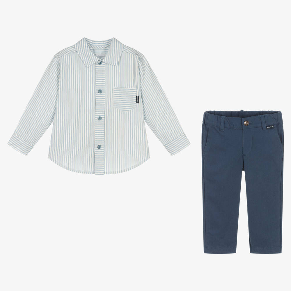 Tutto Piccolo-Рубашка и синие брюки из хлопка | Childrensalon Outlet