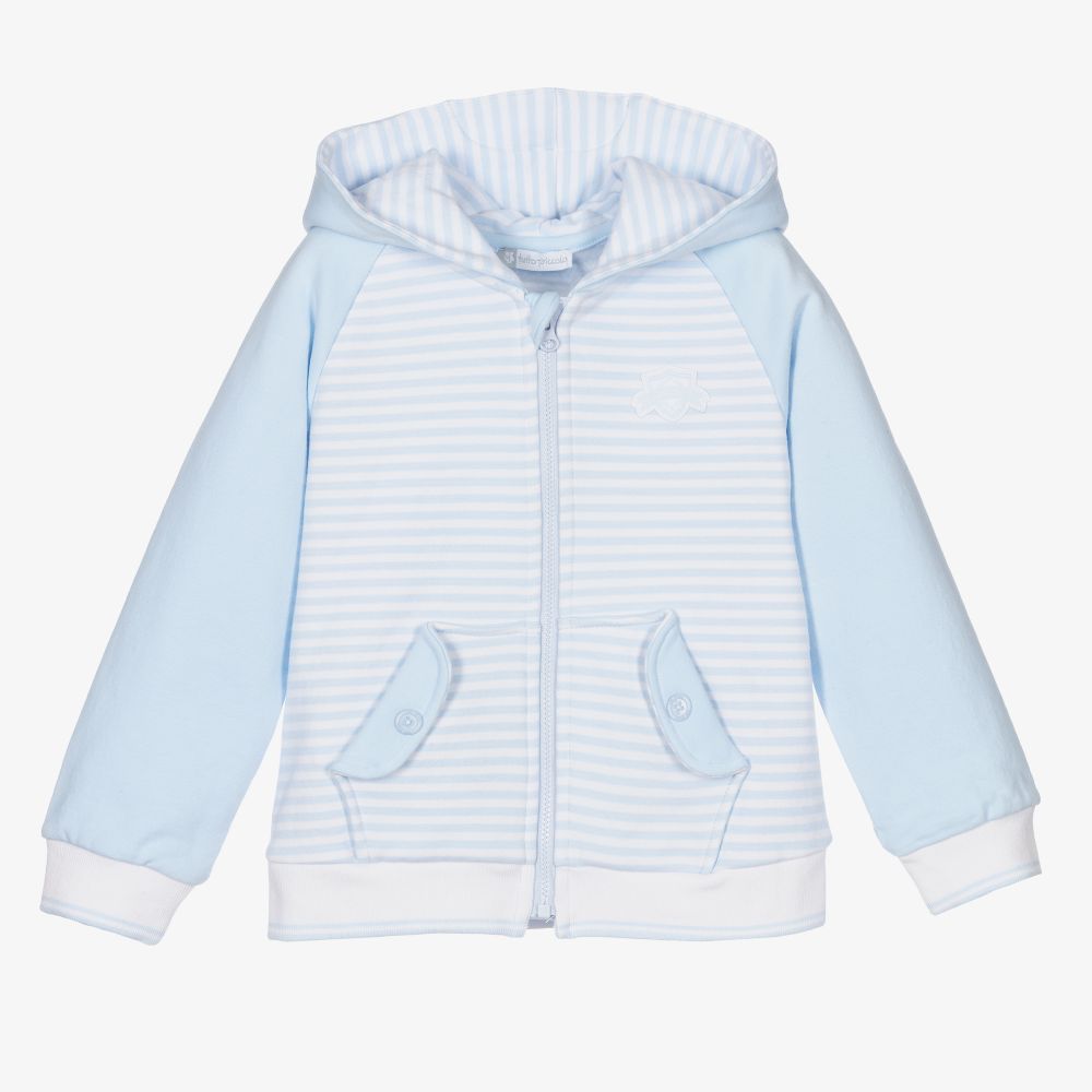 Tutto Piccolo-Boys Blue Cotton Zip-Up Top | Childrensalon Outlet