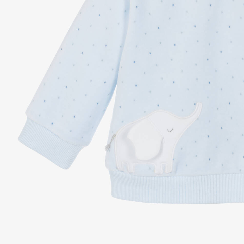 Tutto Piccolo-Boys Blue Elephant Velour Set | Childrensalon Outlet