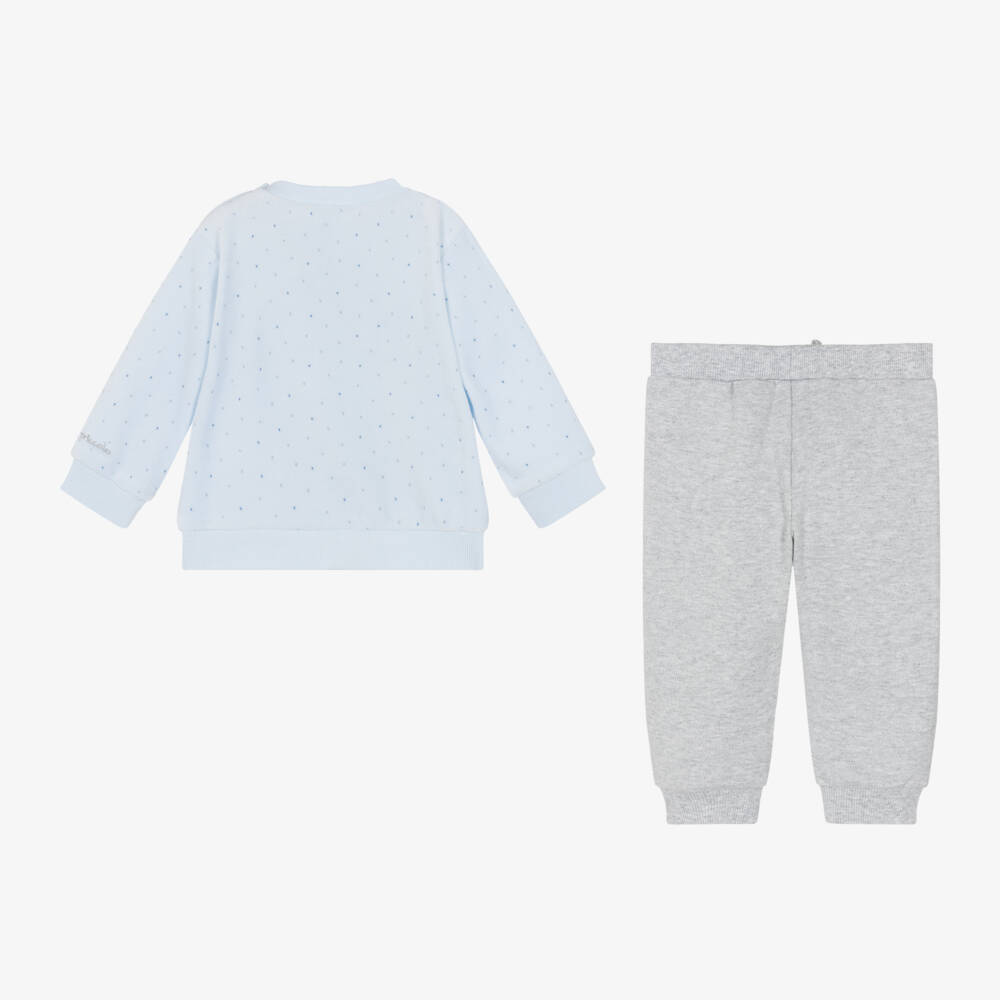 Tutto Piccolo-Boys Blue Elephant Velour Set | Childrensalon Outlet