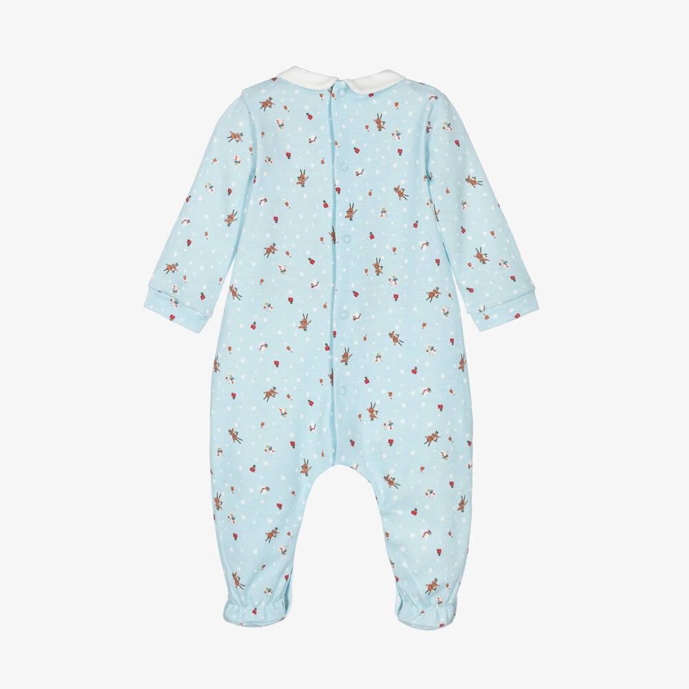 Tutto Piccolo-Boys Blue Festive Cotton Sleepsuit | Childrensalon Outlet