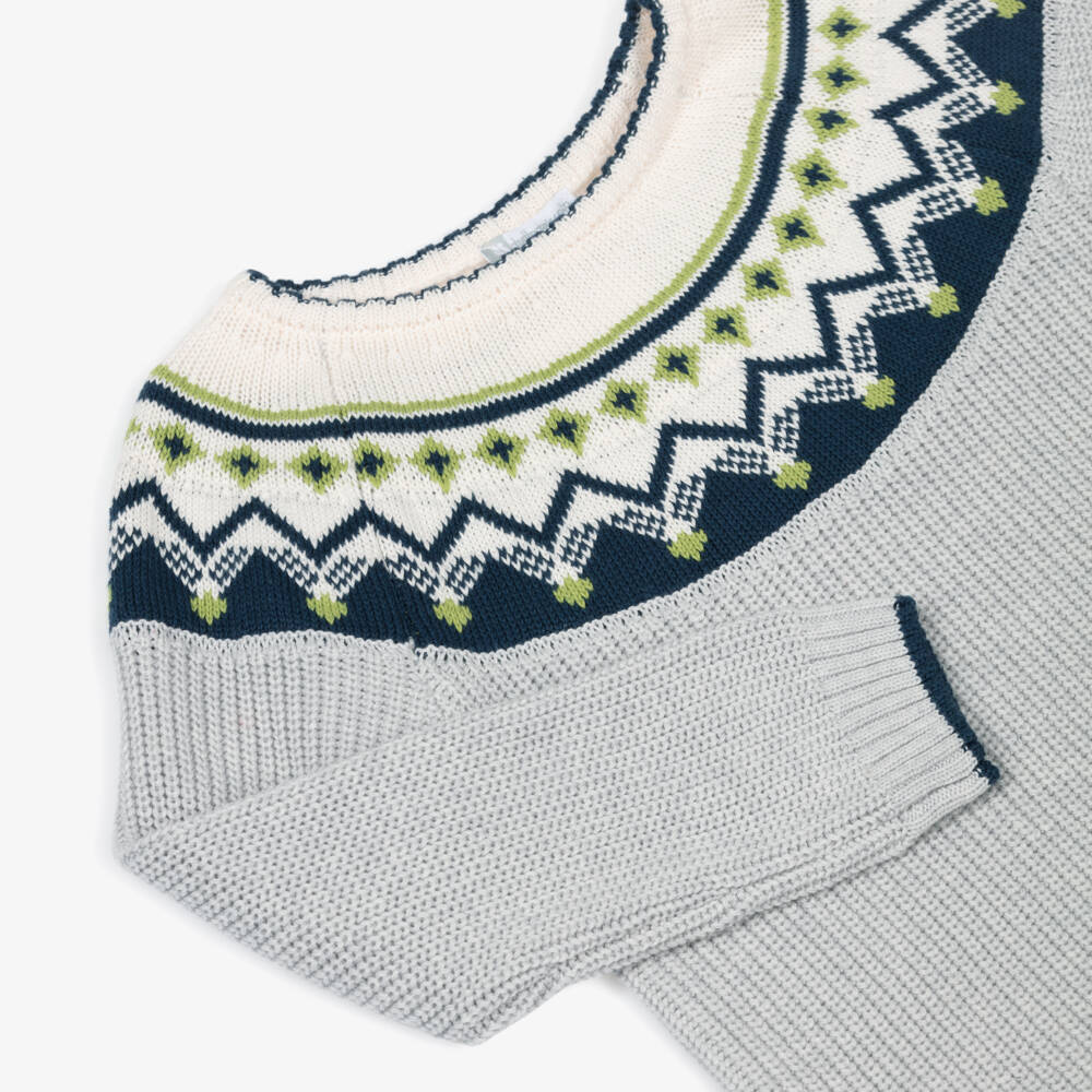 Tutto Piccolo-طقم صبياني أزرق بحري بنقشة فير آيل | Childrensalon Outlet