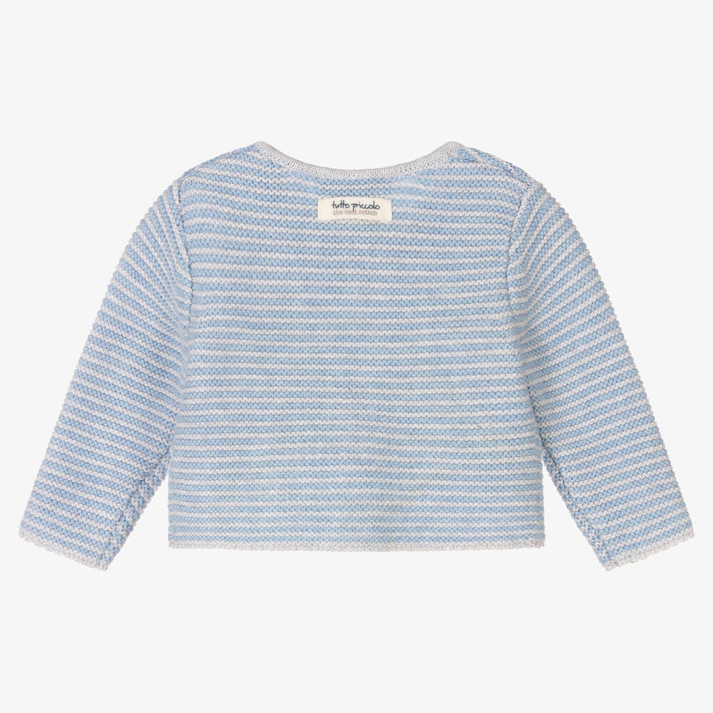 Tutto Piccolo-كارديغان أطفال ولادي قطن محبوك لون أزرق ورمادي | Childrensalon Outlet