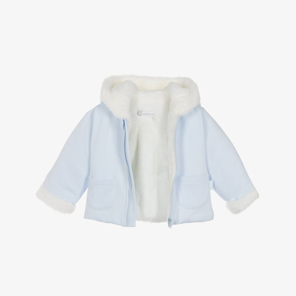 Tutto Piccolo-Boys Blue Hooded Cotton Coat | Childrensalon Outlet