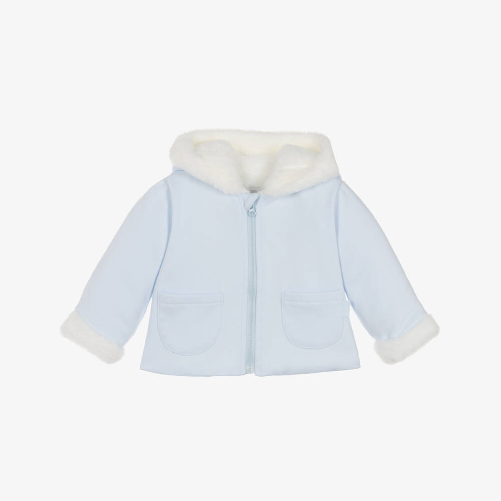 Tutto Piccolo-Boys Blue Hooded Cotton Coat | Childrensalon Outlet