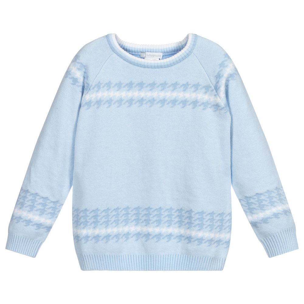 Tutto Piccolo - Boys Blue Houndstooth Sweater | Childrensalon