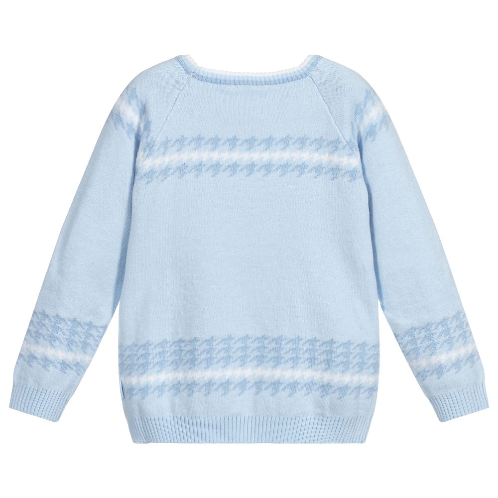 Tutto Piccolo-Boys Blue Houndstooth Sweater | Childrensalon Outlet