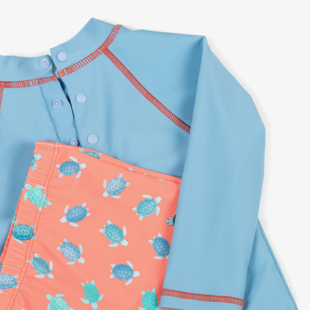 Tutto Piccolo-Boys Blue & Orange Turtle Swim Set | Childrensalon Outlet
