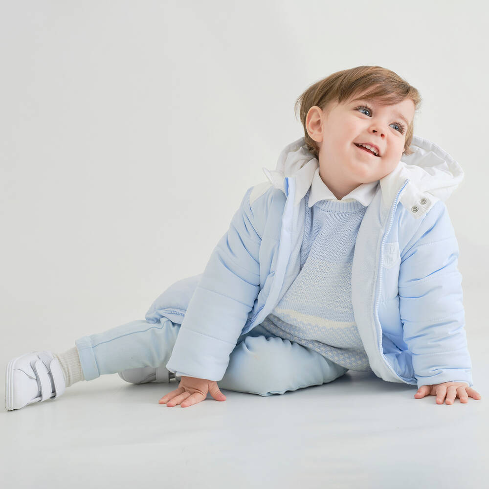 Tutto Piccolo-معطف هودي مبطن لون أزرق أطفال ولادي | Childrensalon Outlet