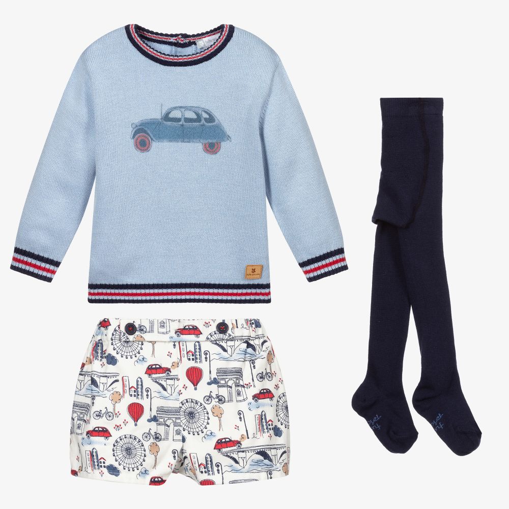 Tutto Piccolo-Boys Blue Parisian Shorts Set | Childrensalon Outlet