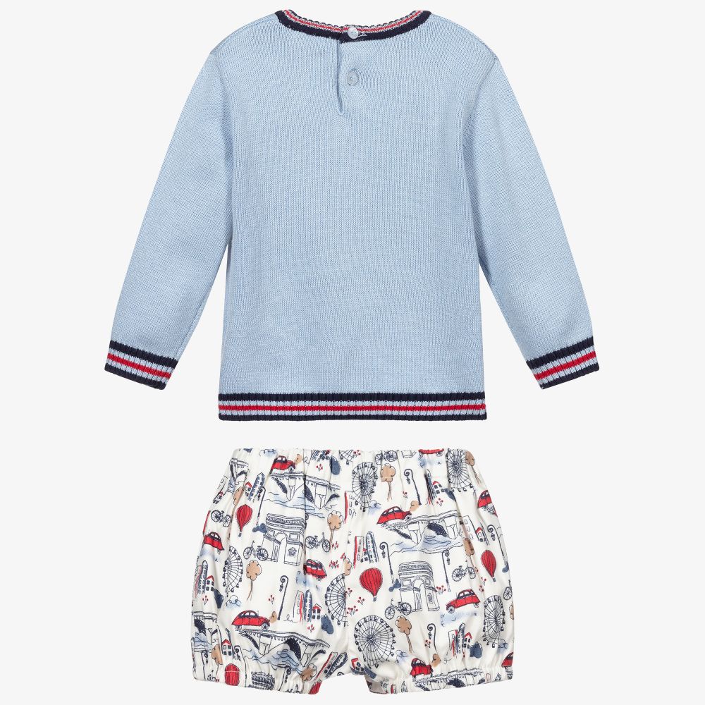 Tutto Piccolo-Boys Blue Parisian Shorts Set | Childrensalon Outlet