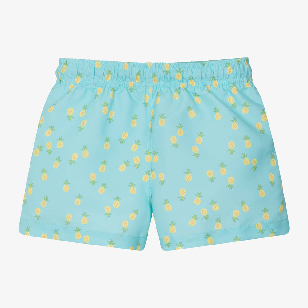 Tutto Piccolo-Boys Blue Pineapple Print Swim Shorts | Childrensalon Outlet