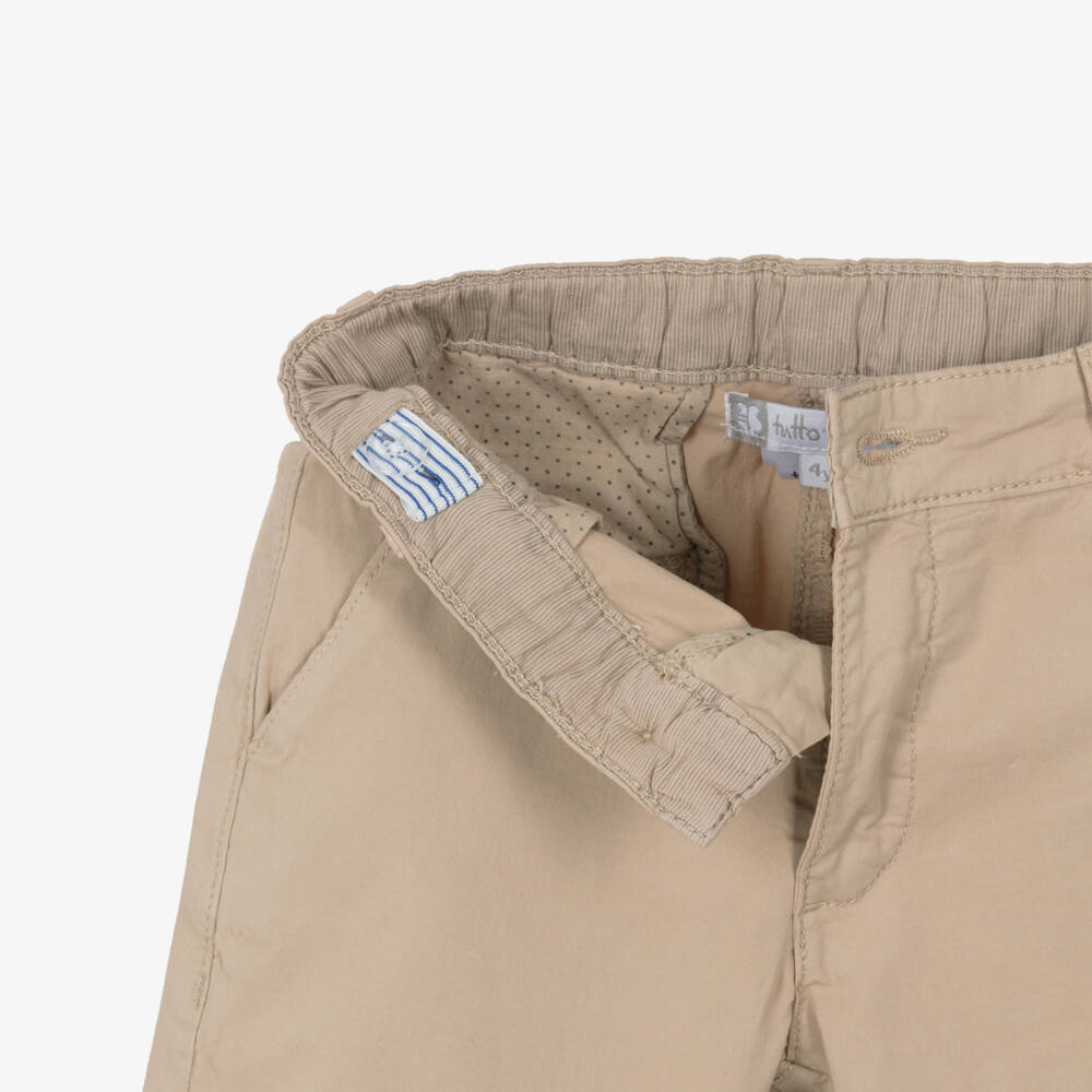 Tutto Piccolo-Boys Blue Pinstripe Shirt & Beige Shorts Set | Childrensalon Outlet