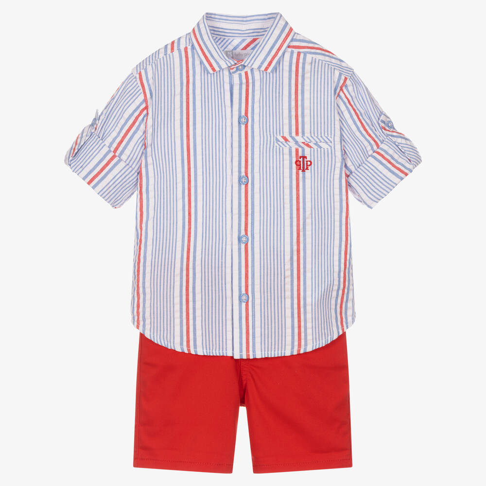 Tutto Piccolo - Ensemble short rouge et bleu coton | Childrensalon