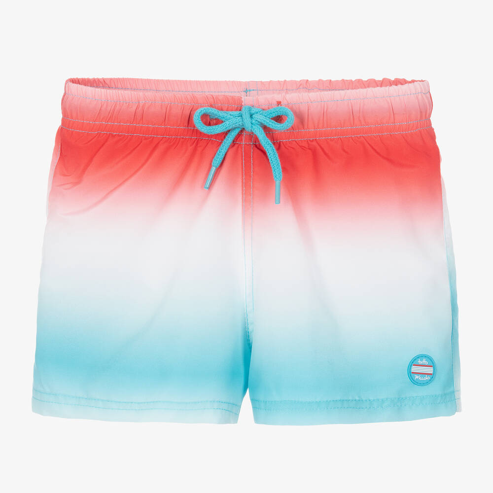 Tutto Piccolo-Boys Blue & Red Ombré Swim Shorts | Childrensalon Outlet