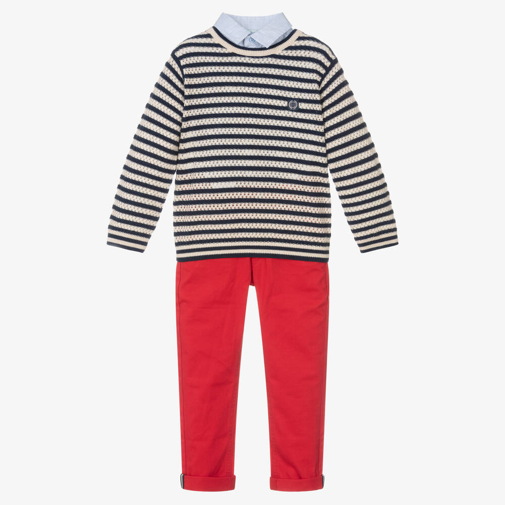 Tutto Piccolo - Сине-красный комплект с брюками для мальчиков | Childrensalon