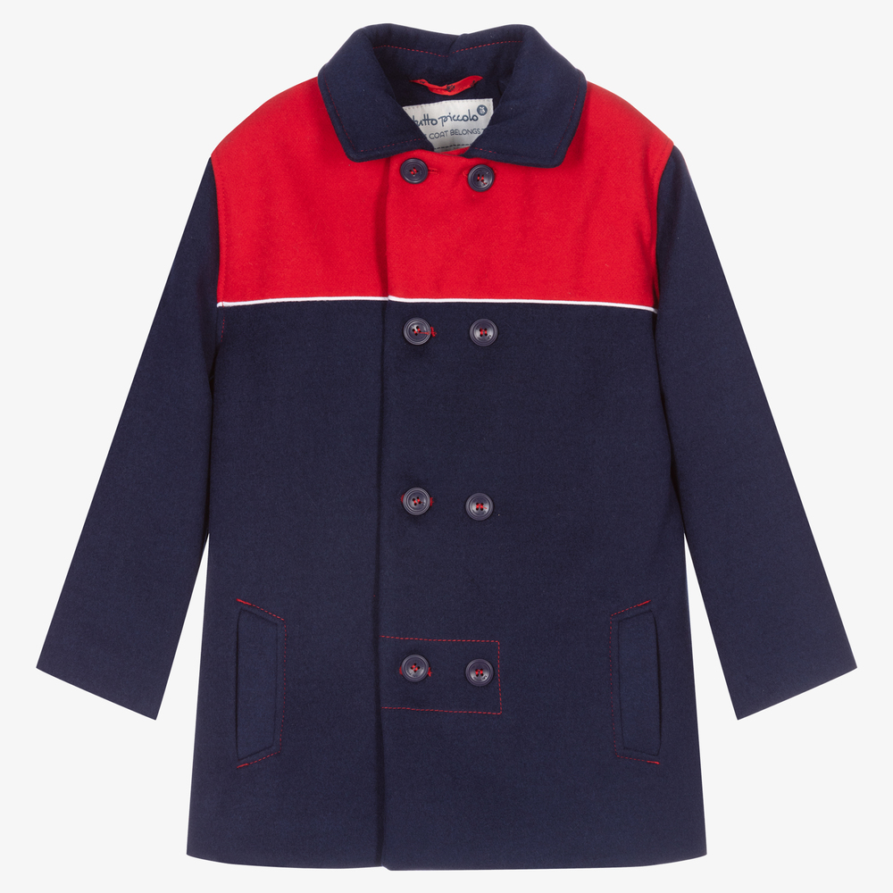 Tutto Piccolo - Boys Blue & Red Viscose Coat | Childrensalon