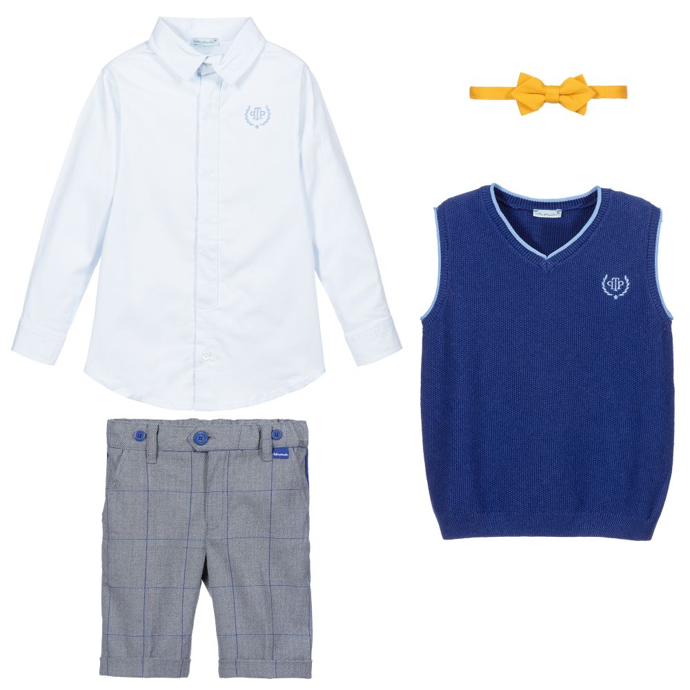 Tutto Piccolo-Комплект с синими шортами для мальчиков | Childrensalon Outlet