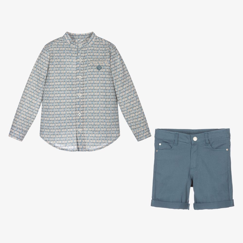 Tutto Piccolo-Boys Blue Shorts Set | Childrensalon Outlet