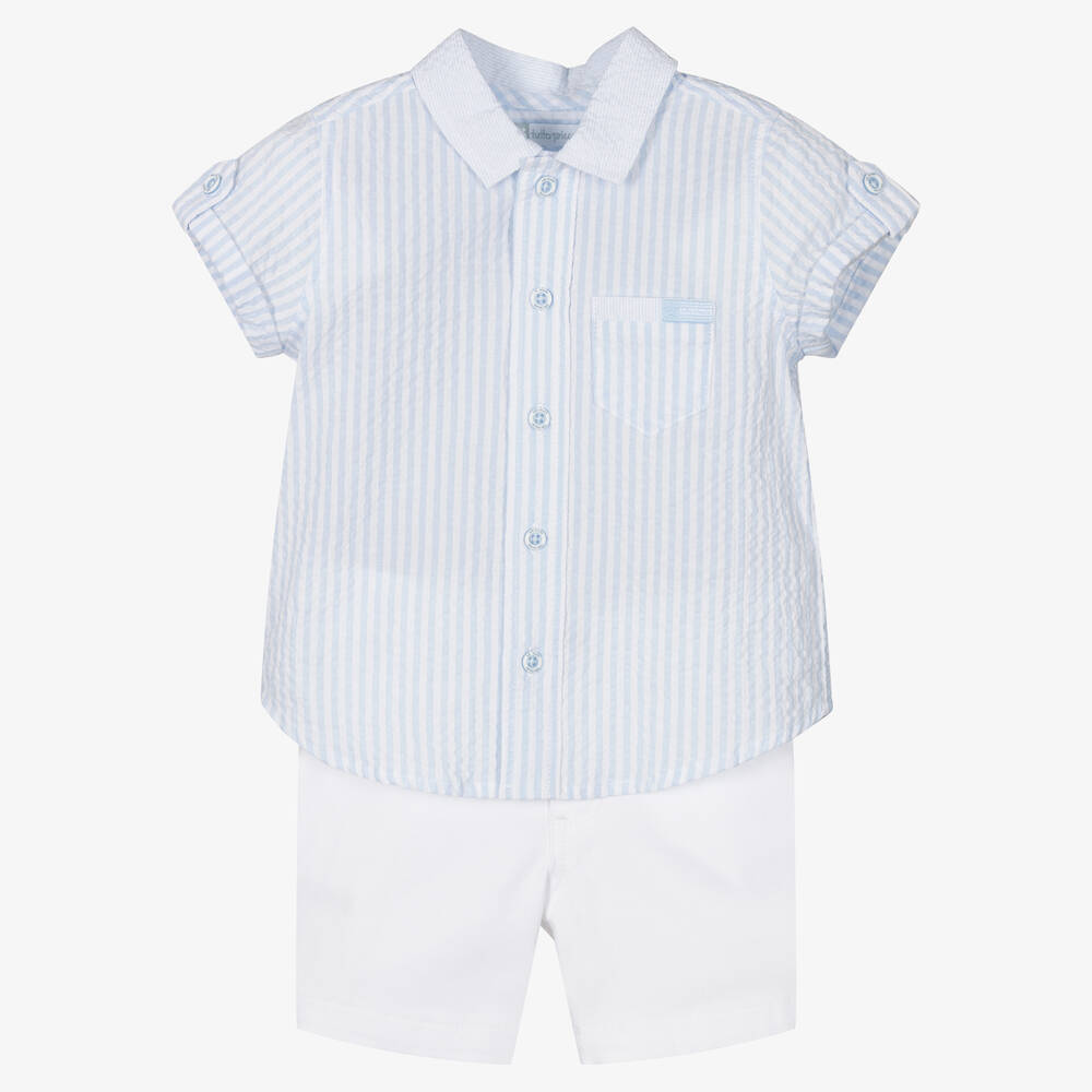 Tutto Piccolo - Ensemble short bleu rayé garçon | Childrensalon