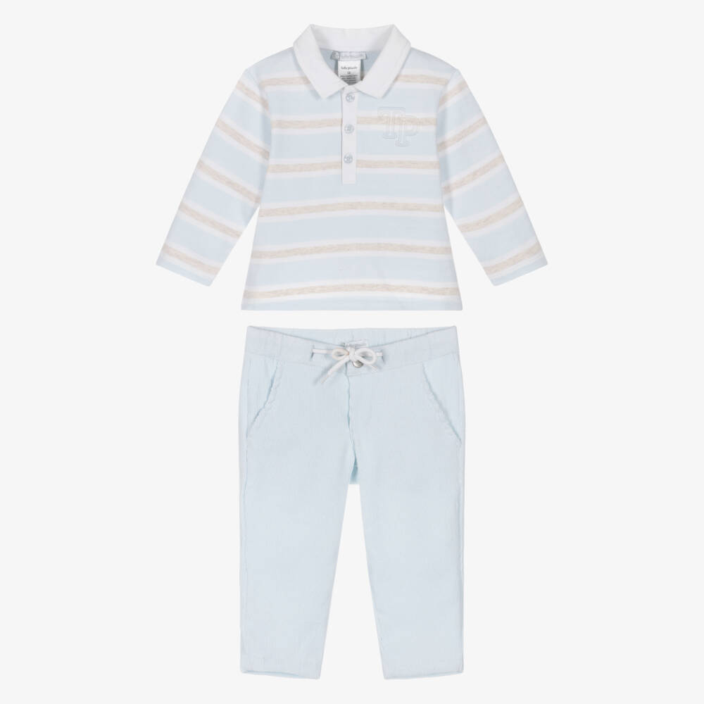 Tutto Piccolo-طقم بولو مخطط وسروال كورد للأولاد | Childrensalon Outlet
