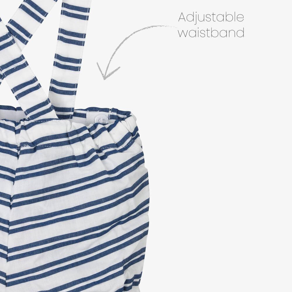 Tutto Piccolo-Boys Blue Striped Cotton Shorts Set | Childrensalon Outlet