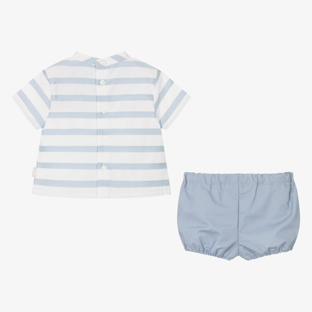 Tutto Piccolo-Boys Blue Striped Shorts Set | Childrensalon Outlet