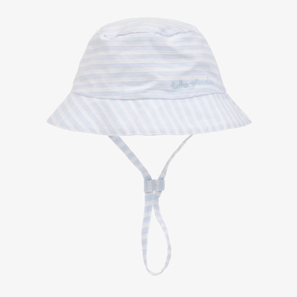 Tutto Piccolo - قبعة أطفال ولادي قطن مقلمة لون أزرق وأبيض | Childrensalon