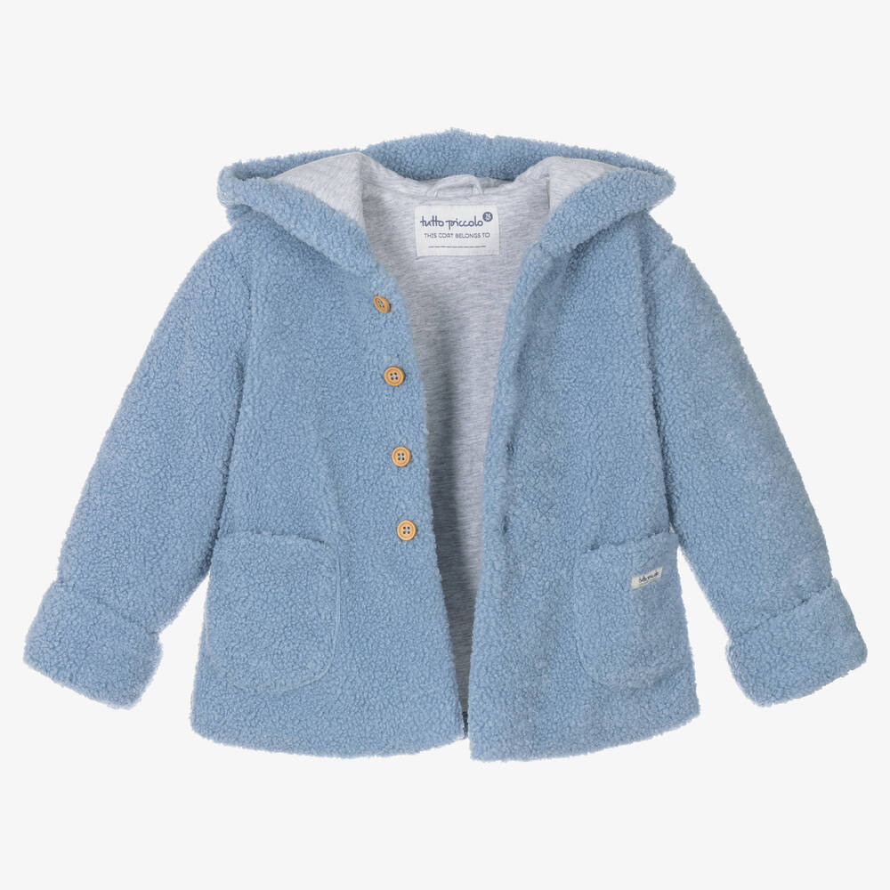 Tutto Piccolo-جاكيت هودي فليس لون أزرق للأولاد | Childrensalon Outlet