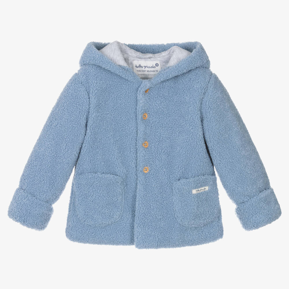 Tutto Piccolo - Blaue Teddy-Fleecejacke mit Kapuze | Childrensalon