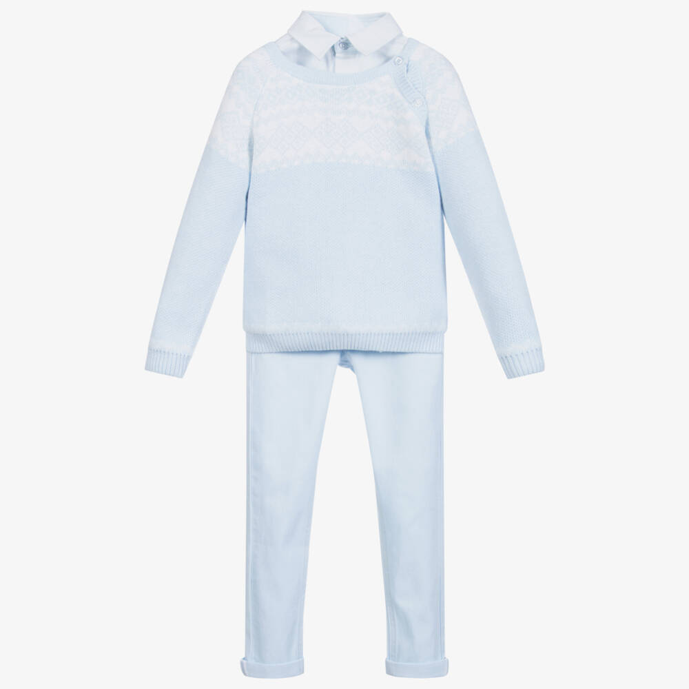 Tutto Piccolo-Комплект с голубыми брюками для мальчиков | Childrensalon Outlet