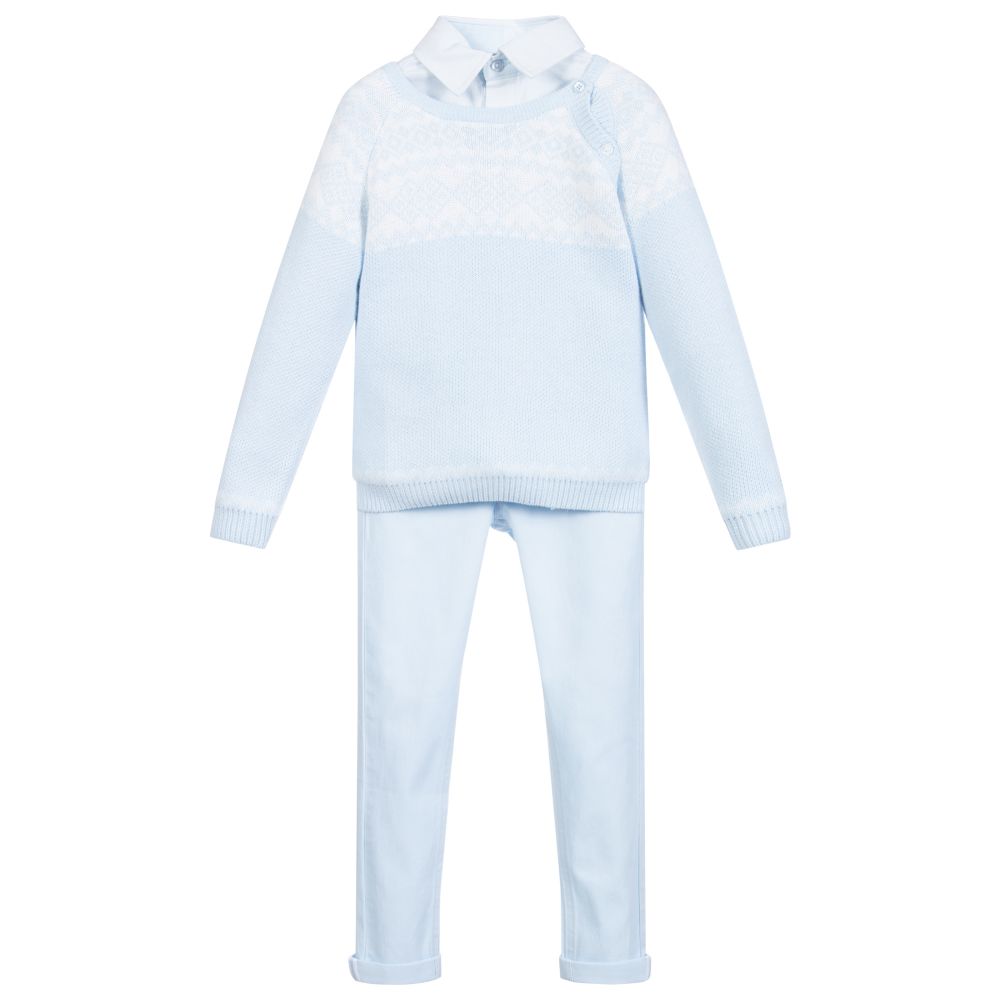 Tutto Piccolo - Ensemble bleu pantalon chemise et top Garçon | Childrensalon