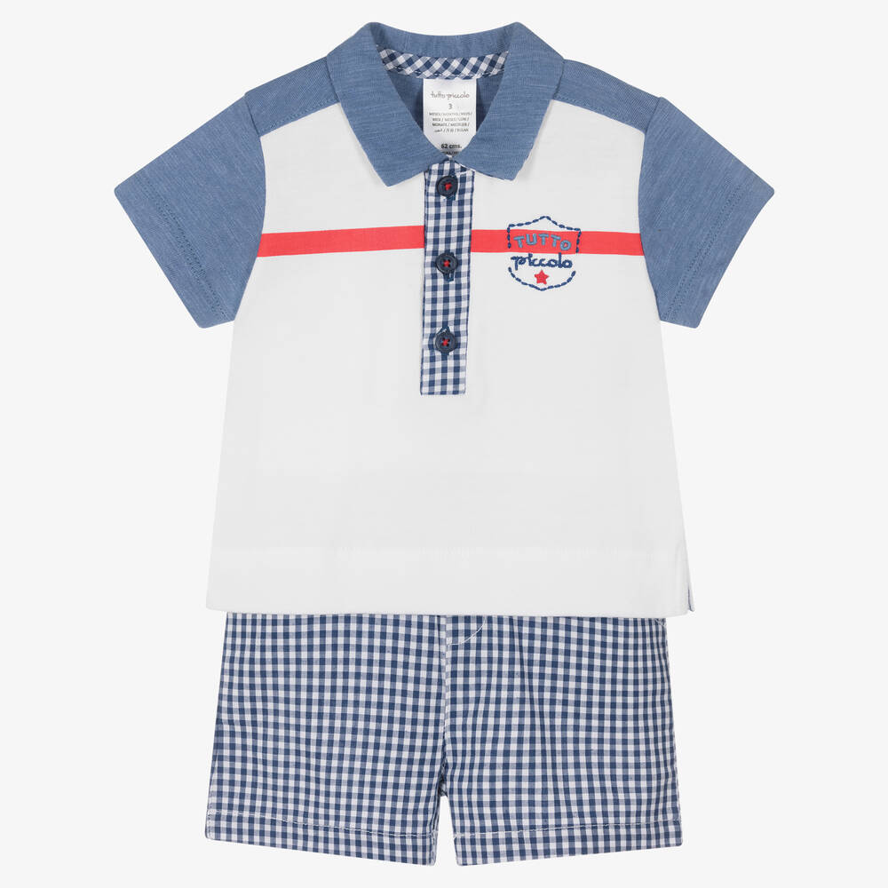 Tutto Piccolo - Vichy-Top & Shorts Set in Blau/Weiß | Childrensalon