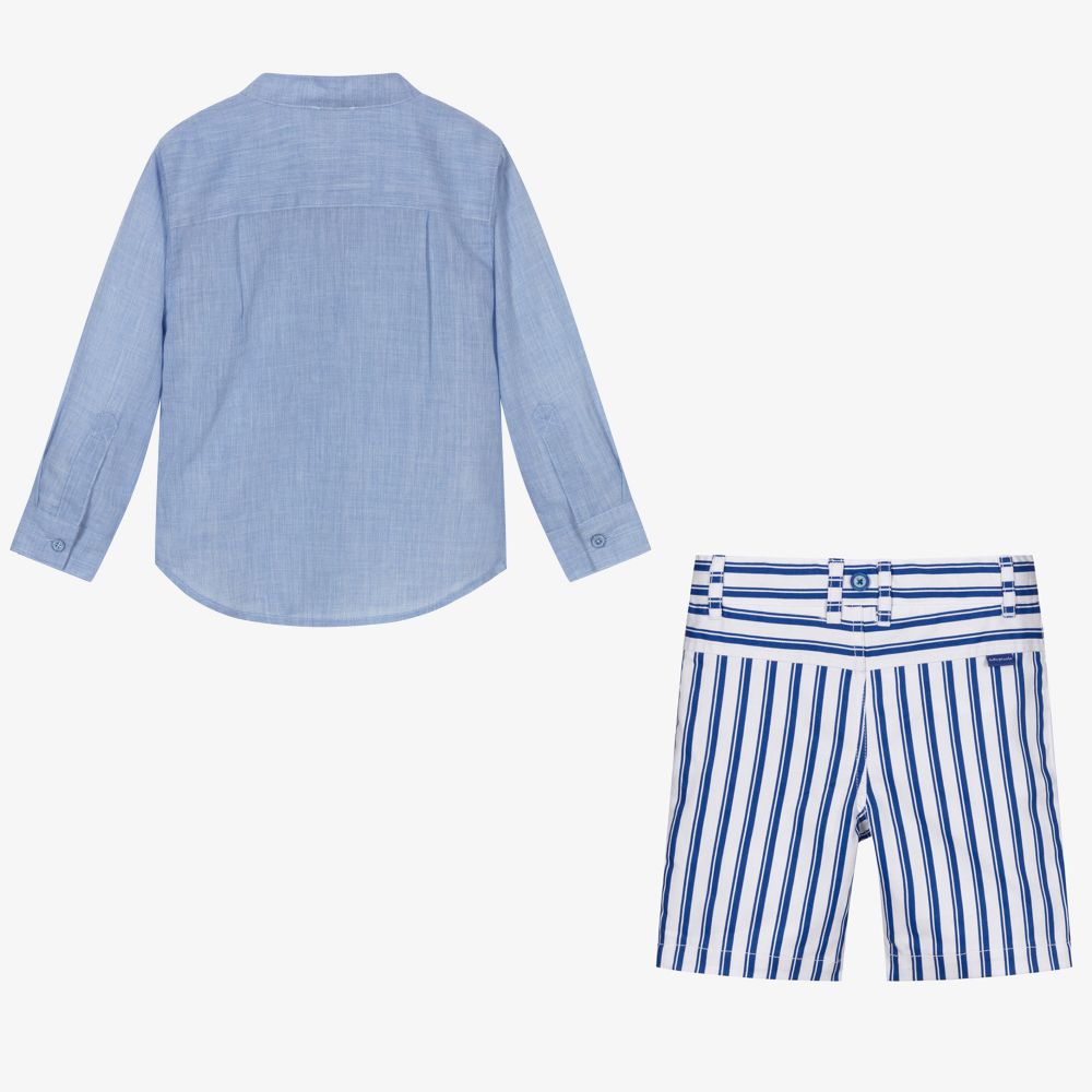 Tutto Piccolo-Boys Blue & White Shorts Set | Childrensalon Outlet