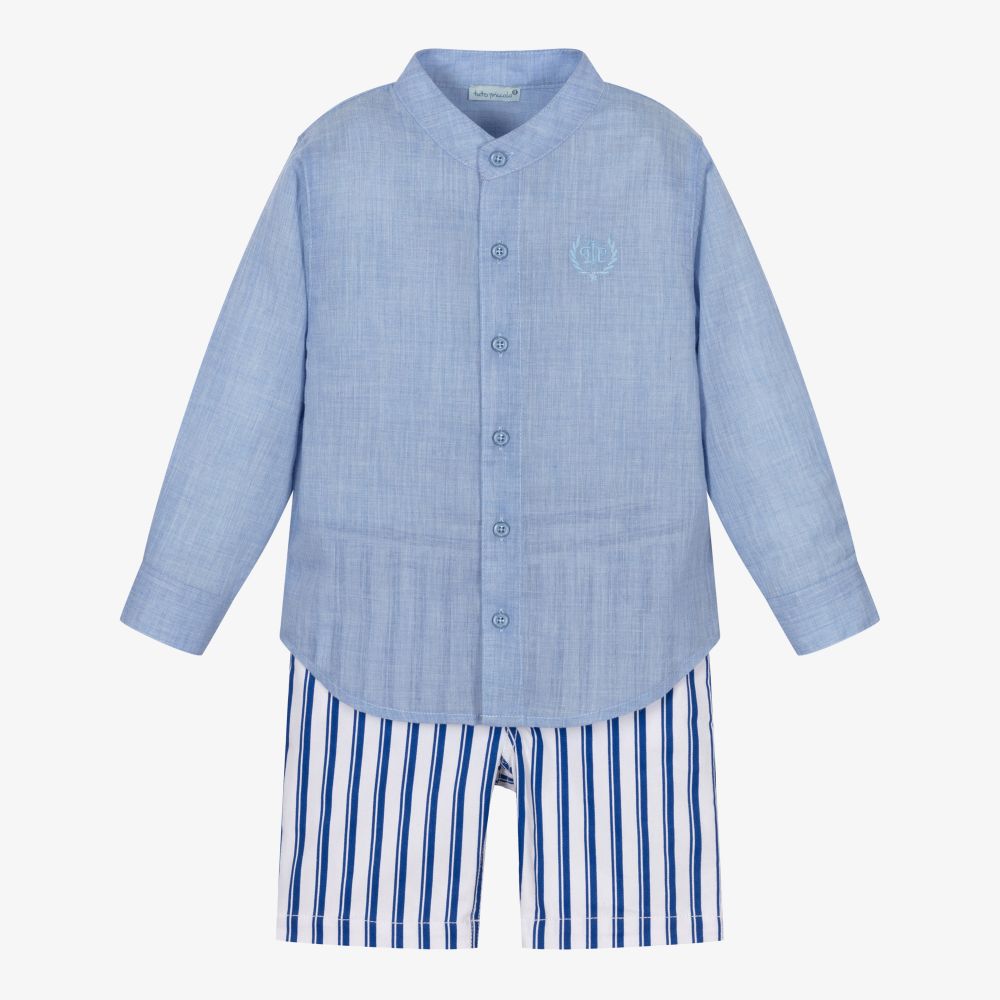 Tutto Piccolo - Shorts-Set in Blau und Weiß (J) | Childrensalon