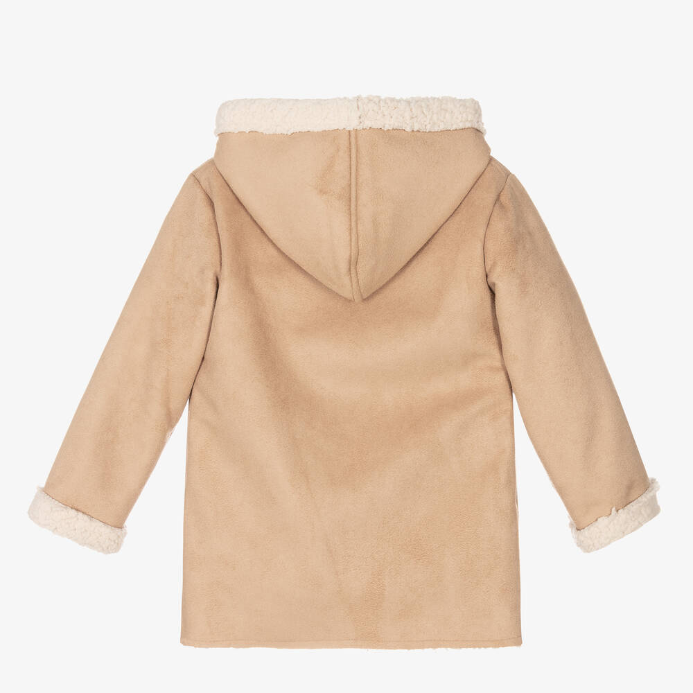 Faux suede 2024 coat with hood